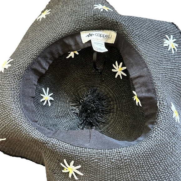 Cappelli Straworld Inc Straw Hat Daisy Wide Brim Black - Picture 3 of 4